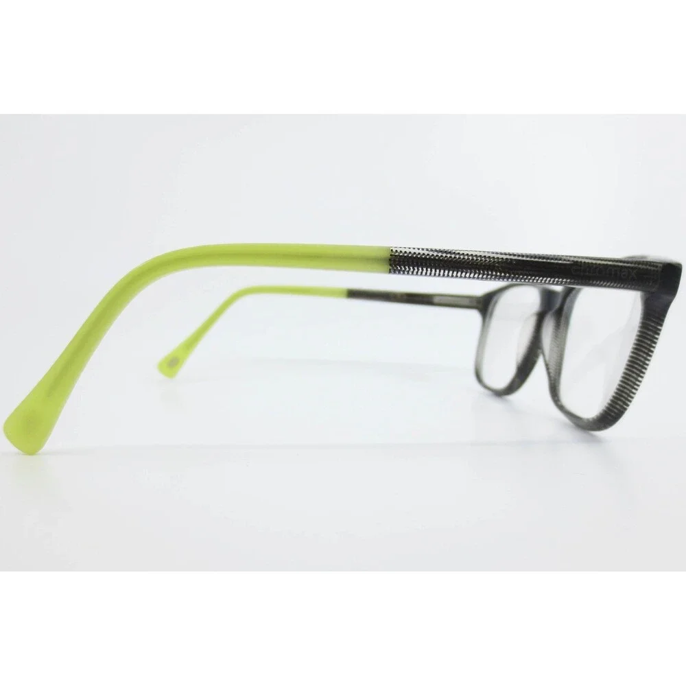 Chromax Eyeglasses Grey Black Textured Rectangular Frames Lime Green Arms 38325